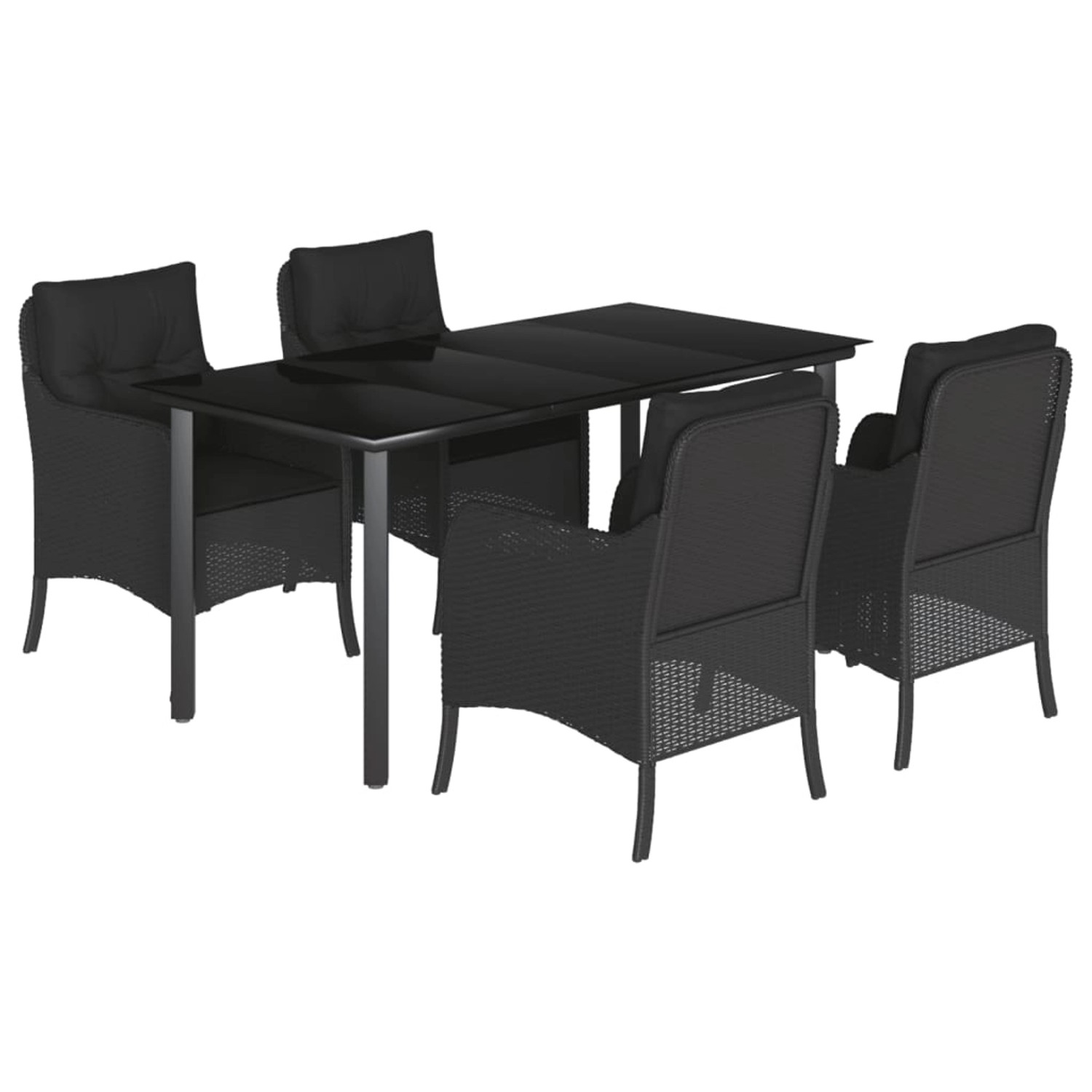 vidaXL 5-Tlg Garten-Essgruppe mit Kissen Schwarz Poly Rattan 3211930 günstig online kaufen