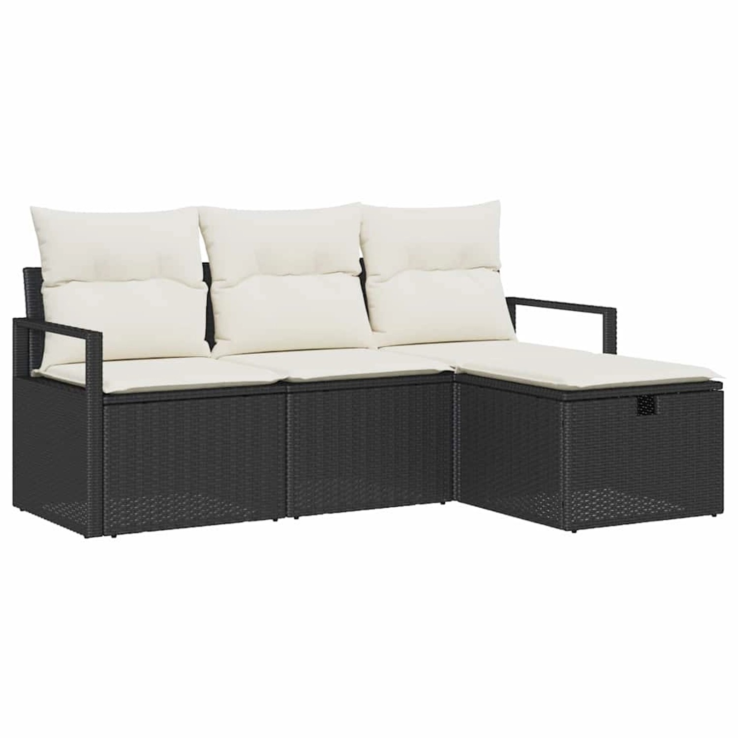 vidaXL Garten-Sofa-Set mit Kissen 4-Tlg Schwarz Poly Rattan 3360478 günstig online kaufen