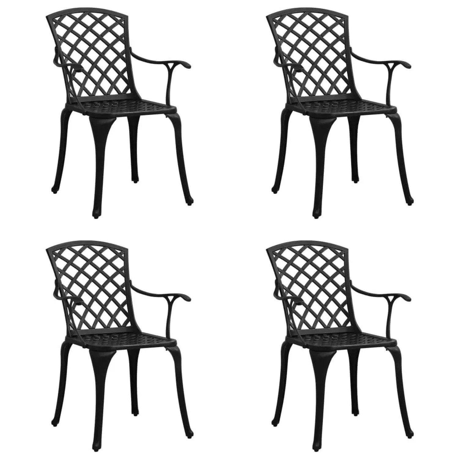 Furnicato Gartenstühle 4 Stk Aluminiumguss Schwarz