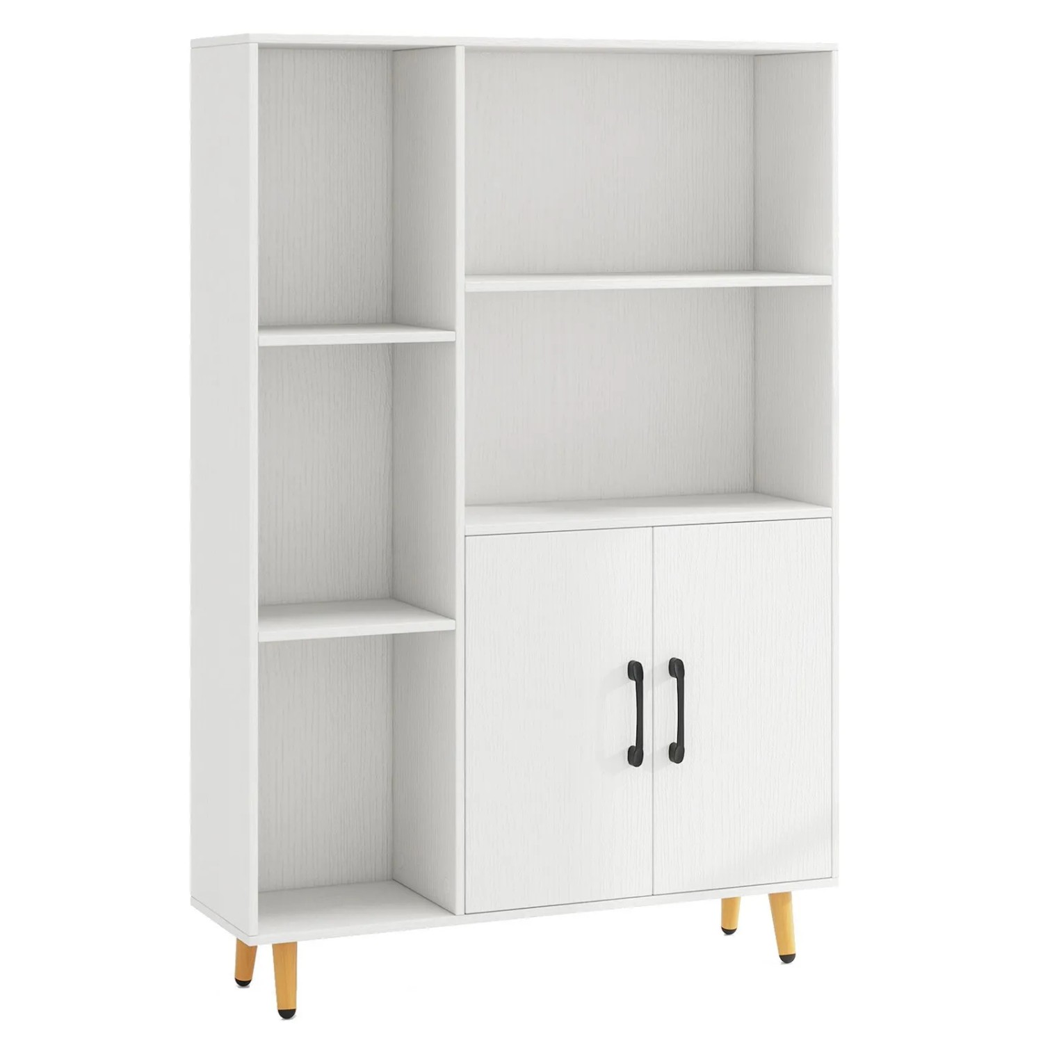 Costway Bücherschrank Weiß 80 x 23,5 x 119 cm Türen Offenes Fach günstig online kaufen