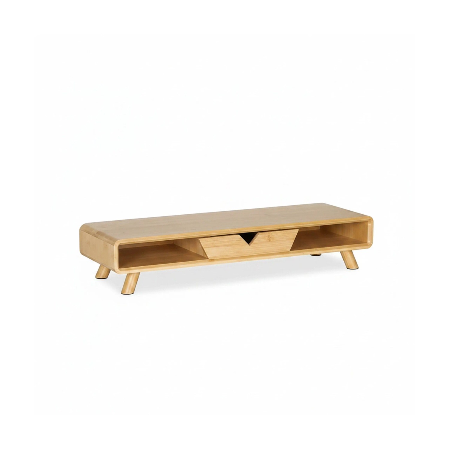 Relaxdays Monitorständer Bambus Natur mit Schublade 13 cm x 62 cm x 20,5 cm
