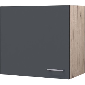 Flex-Well Oberschrank Morena, 60 cm, Basaltgrau/San Remo Eiche, Küchen-Hängeschrank mit Tür und Griff.