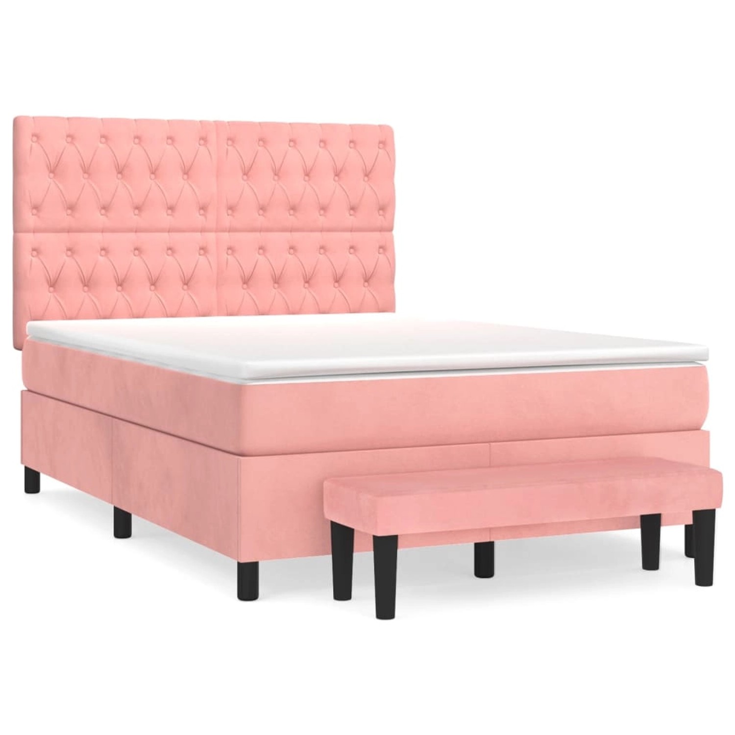 vidaXL Boxspringbett mit Matratze Rosa 140x200 cm Samt 3138030 günstig online kaufen