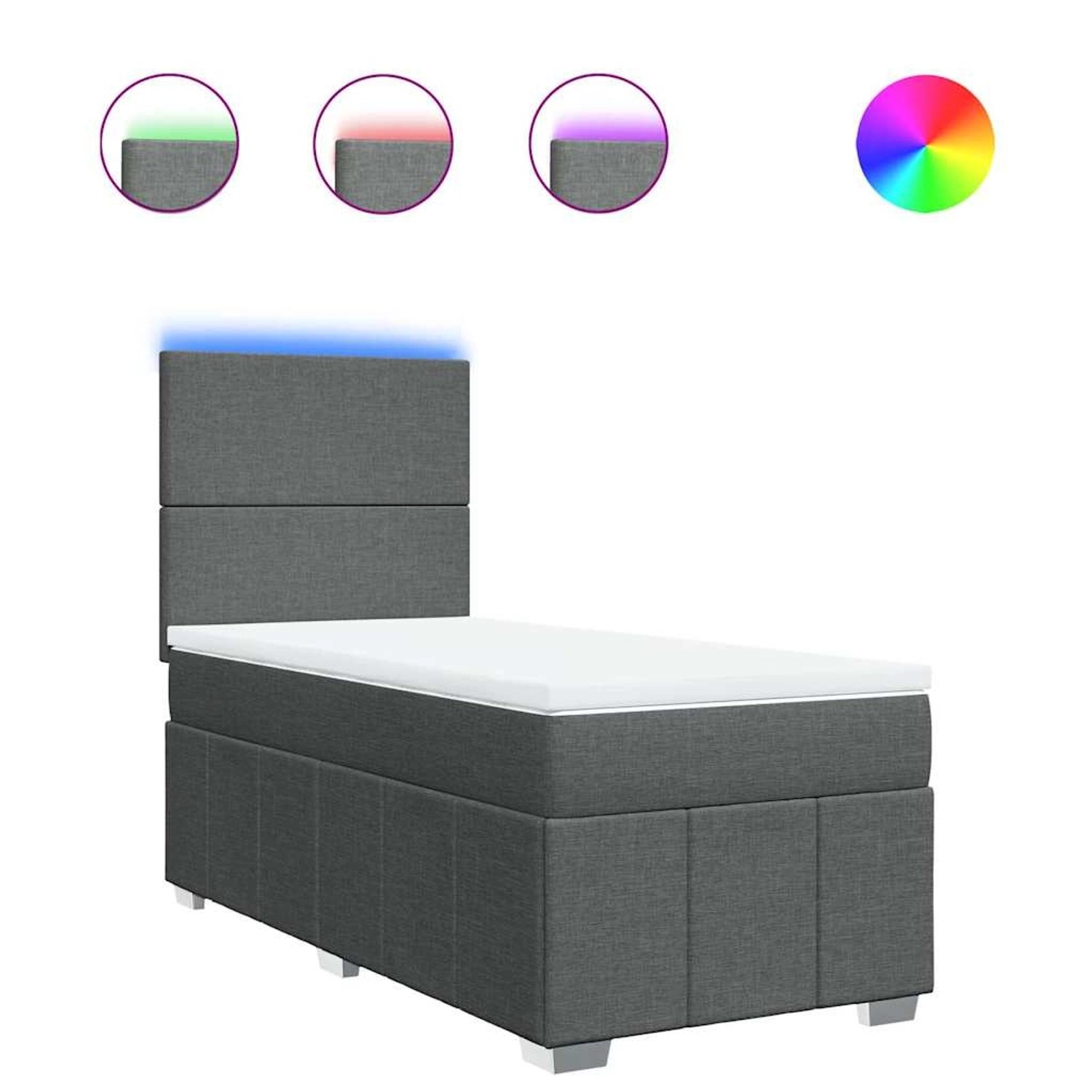 vidaXL Boxspringbett mit Matratze Dunkelgrau 80x200 cm Stoff 3293789 günstig online kaufen