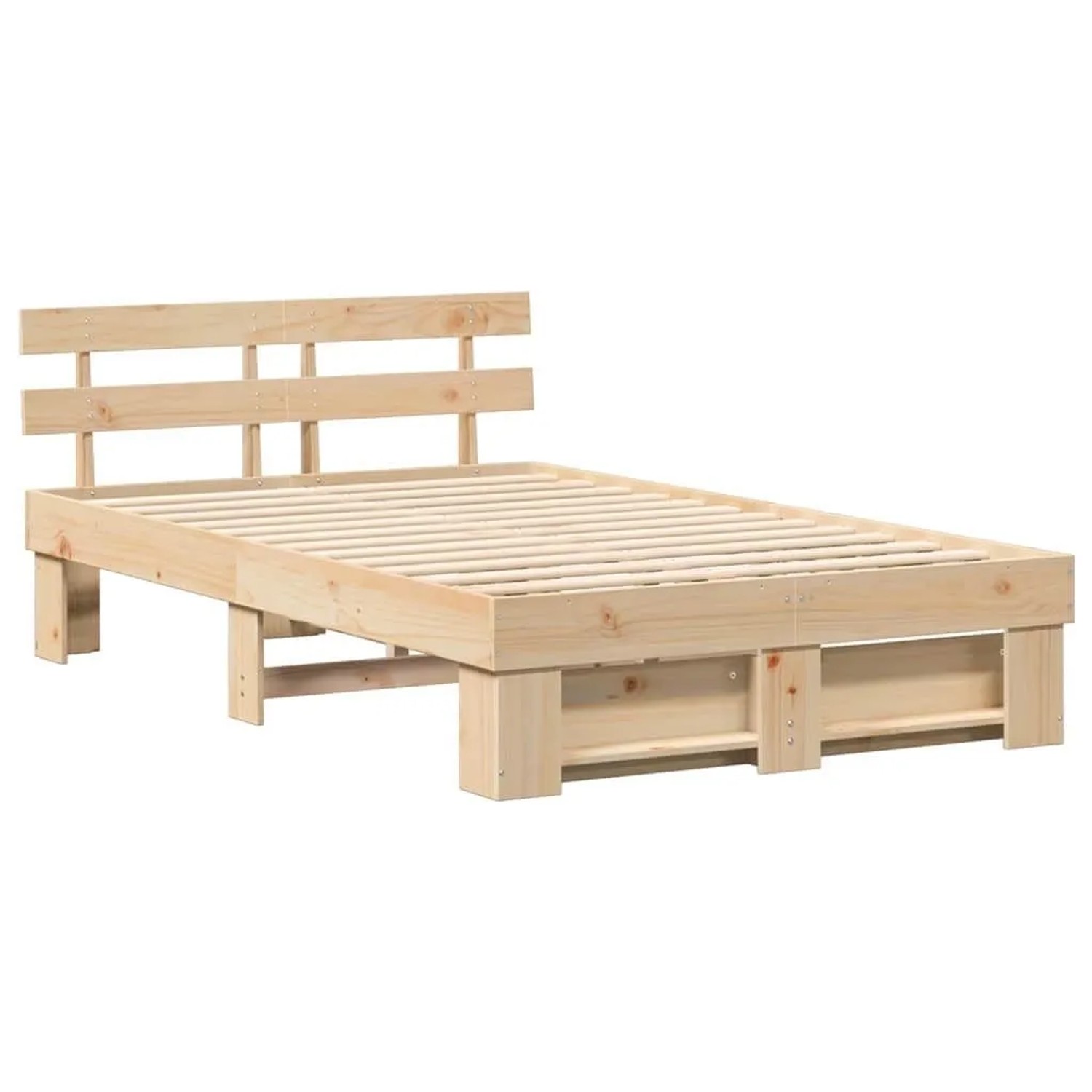 vidaXL Bettrahmen mit Kopfteil Braun 140 x 190 cm Massives Kiefernholz 872488