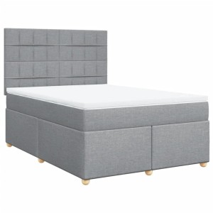 vidaXL Boxspringbett mit Matratze Hellgrau 160x200 cm Stoff 3293631