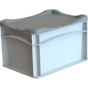 Graue Eurobox-System Box (20x15x12 cm) mit Deckel. Aufbewahrungsbox für Ordnung.