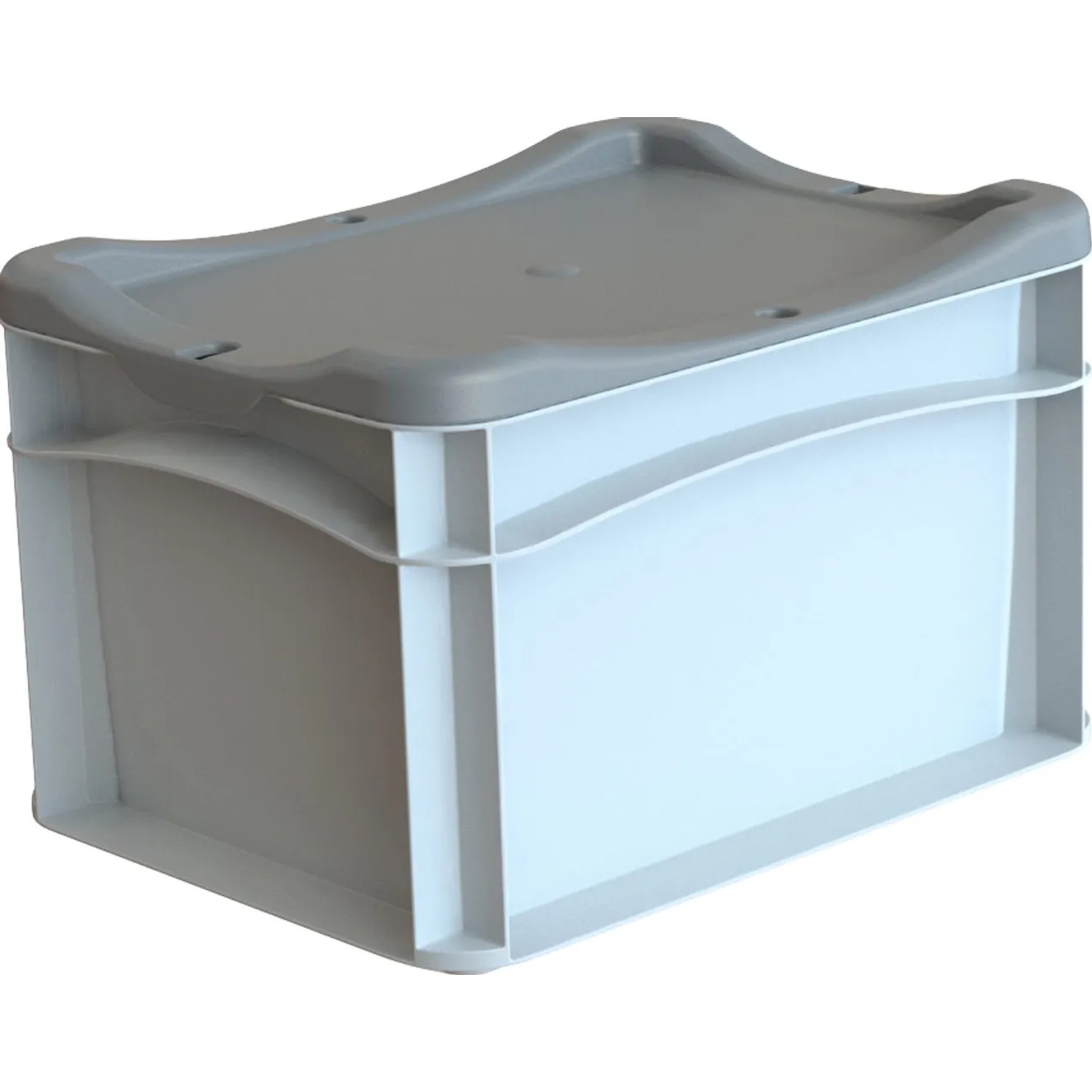 Graue Eurobox-System Box (20x15x12 cm) mit Deckel. Aufbewahrungsbox für Ordnung.