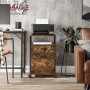 Vasagle Büroschrank im Industriestil, braun-schwarz, mit Rollen und abschließbaren Schubladen.