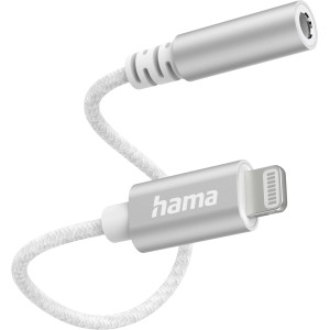 Weißer Hama Aux-Adapter Lightning auf 3,5mm Klinke für Handy-Zubehör.