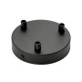 Schwarzer Orion Lightstyle Deckenbaldachin mit 3 Auslässen (Ø 120 mm) für Lampen und Leuchten.