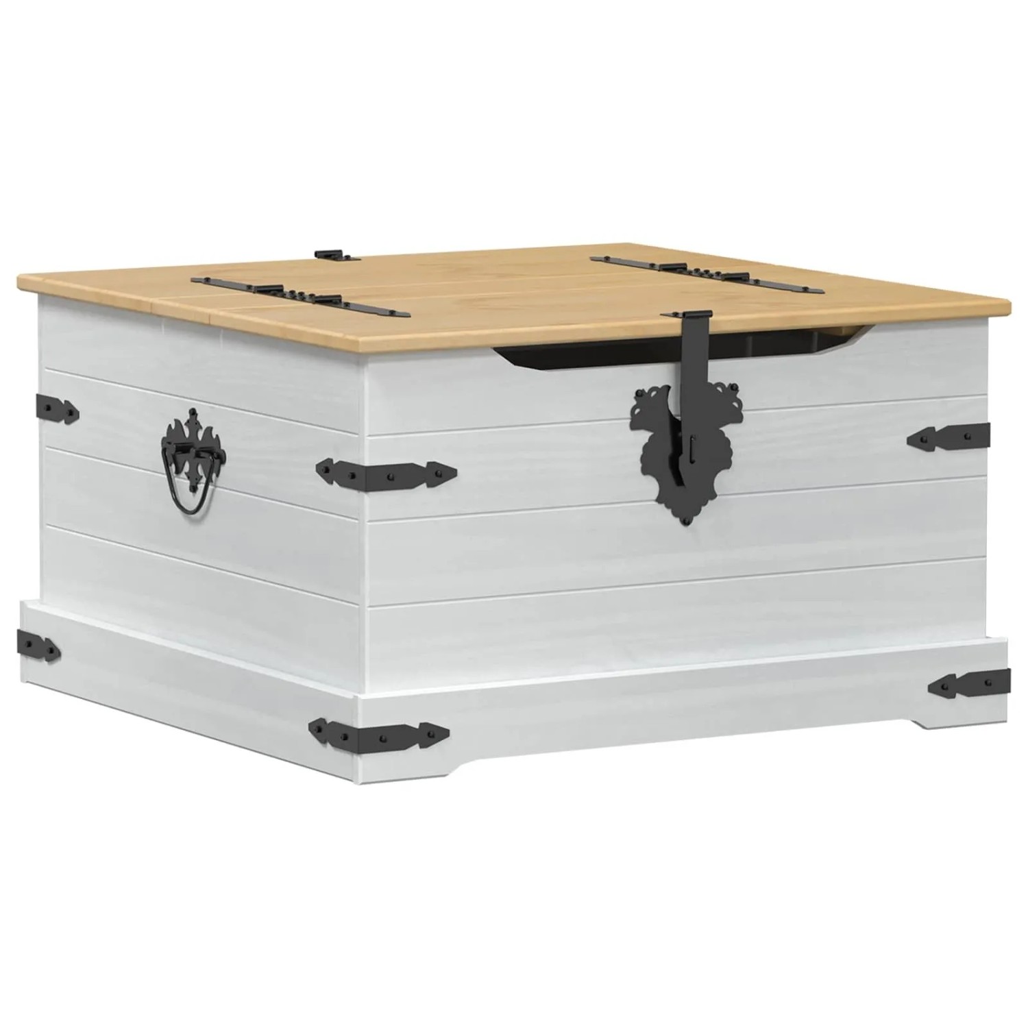 vidaXL Aufbewahrungsbox Weiß 78 x 78 x 45 cm Massives Kiefernholz 42024939