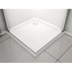 Glaszentrum Hagen Zeus Eckdusche 100x90 cm mit Duschwanne, Eckeinstieg und Klarglas.