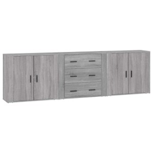vidaXL Sideboards 3 Stk Grau Sonoma Holzwerkstoff 3185405