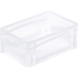 Transparente Eurobox-System Box (30x20x12 cm) mit Vollwand zur Aufbewahrung.