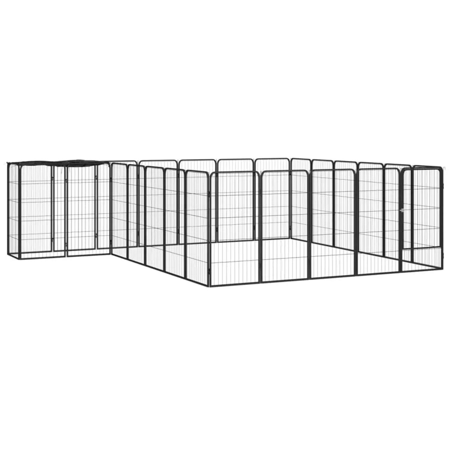 vidaXL 26 Tlg Hundelaufstall Schwarz 50x100cm Stahl Pulverbeschichtet 3115952