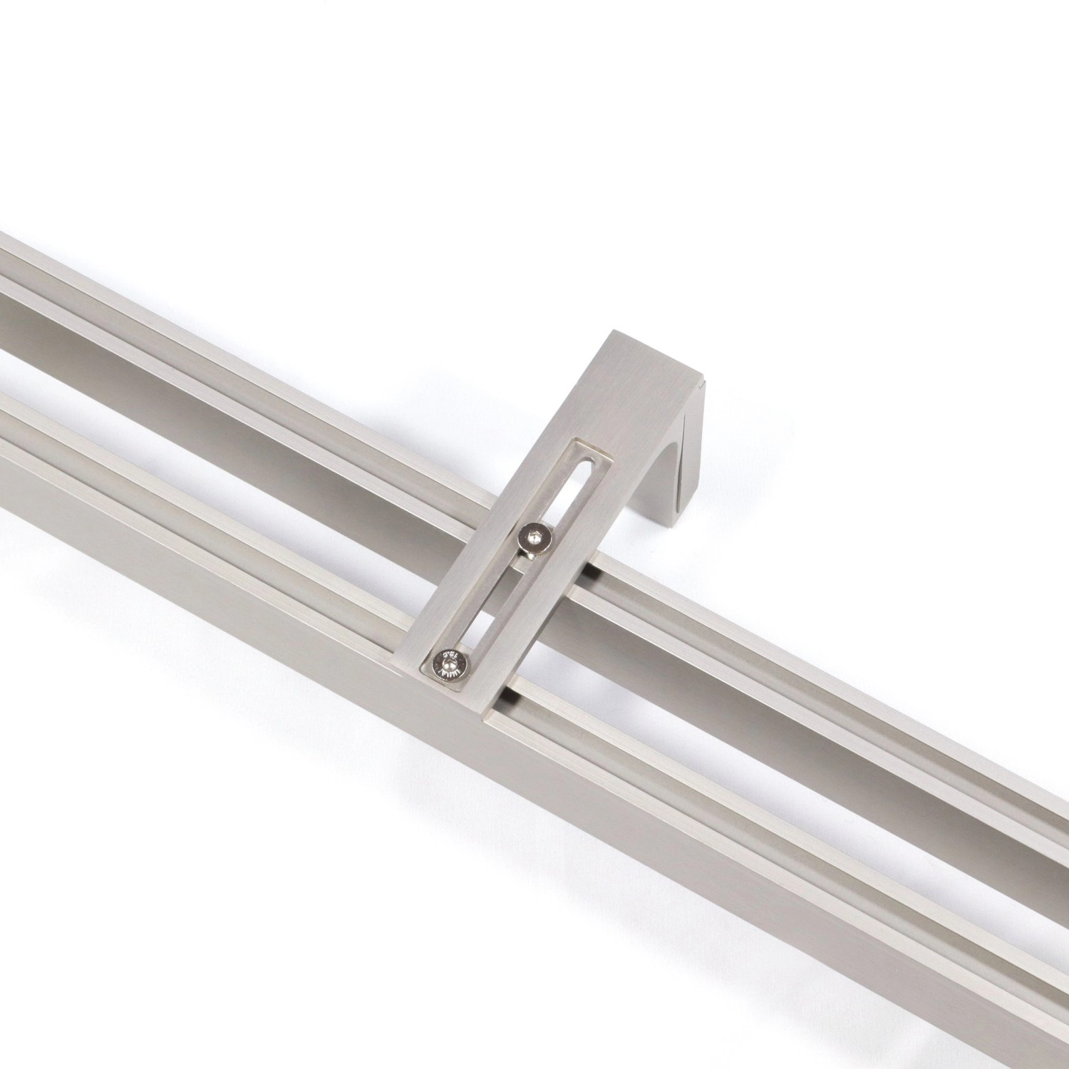 Deco-Raum Gardinenschiene nach Maß 2-Lauf Loft Edelstahl-Optik 310cm_6