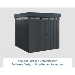 EcoStar Gerätehaus Euroline, anthrazitfarben mit Lichtband. Gerätehäuser für den Garten.