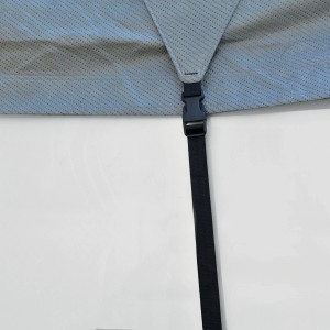 Detailaufnahme: Cartrend Dachschutzplane für Wohnmobil mit Befestigungsgurt.