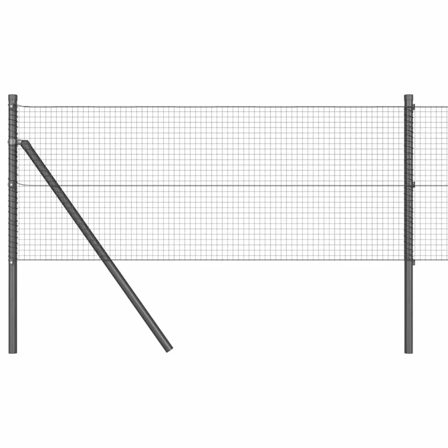 vidaXL Zaunpfosten Grau 25 x 0,5 m 19 x 19 mm Maschenweite Stahl 3351833