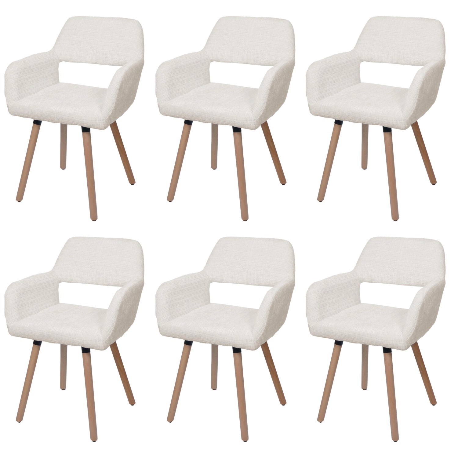 MCW Esszimmerstuhl A50 II 6er-Set Creme Stoff/Textil Chenille 465g/m² günstig online kaufen