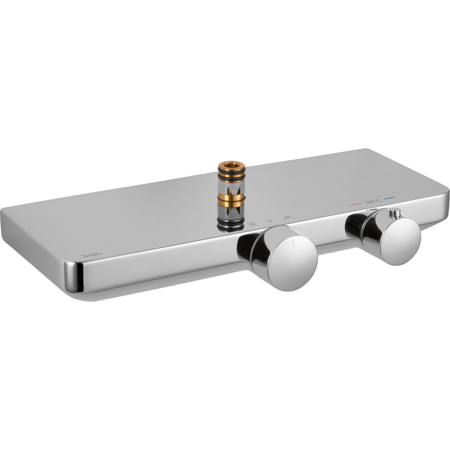 baliv Überkopfbrause-Set KBS-22.100, verchromte Thermostat-Duscharmatur mit Bedienelementen.