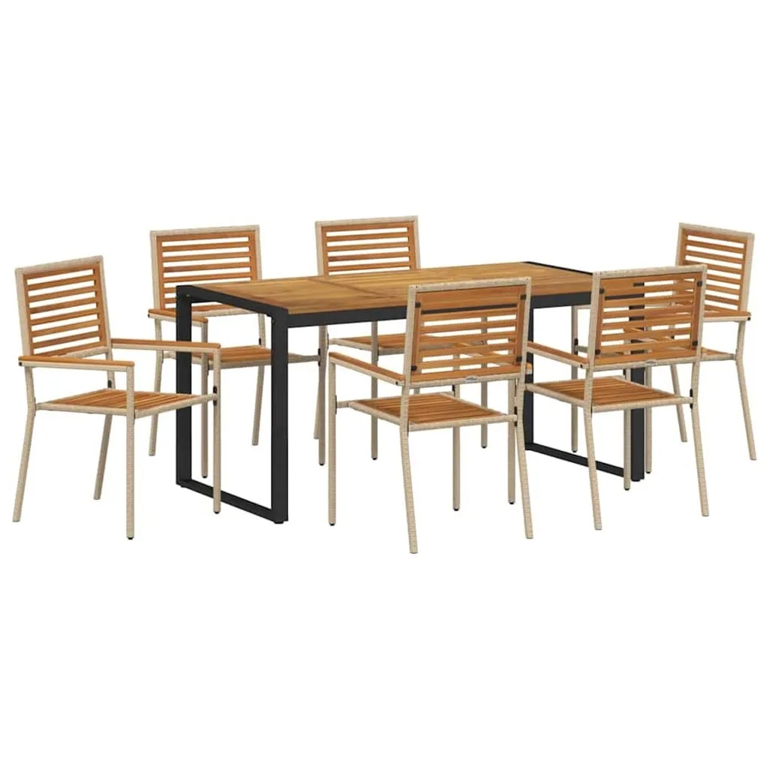 vidaXL Garten Essgruppe 7-Tlg Beige und Braun Poly-Rattan 3365480