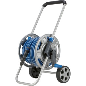 LUX Schlauchwagen-Set mit 20 m Schlauch auf Metalltrommel für einfache Gartenbewässerung.