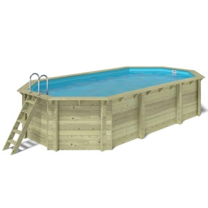 ALTANKA Holzpool Nemo 7,3x3,97 Höhe 1,45 m mit am Beton Verschraubten Stützen BAS7305OSPL