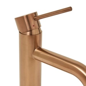 Gebürstete Roségold Waschtischbatterie aus Edelstahl. Moderner Einhebelmischer für Bad & Küche, rundes Design.