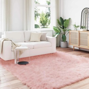 vidaXL Kunstschaffell Teppich Tafalla Rosa 240 x 240 cm Polyester 42021556