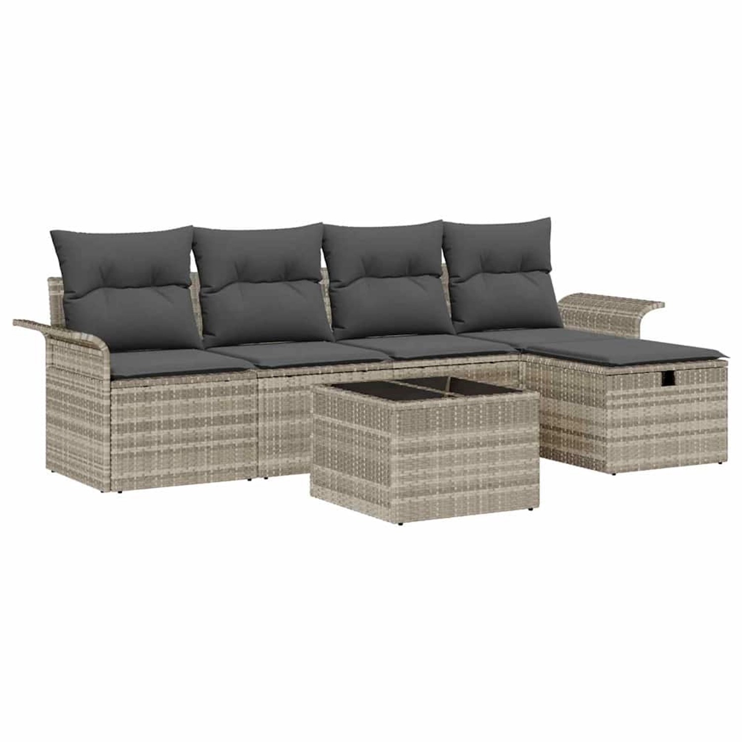 vidaXL Garten-Sofa-Set mit Kissen 6-Tlg Hellgrau Poly Rattan 3360203 günstig online kaufen