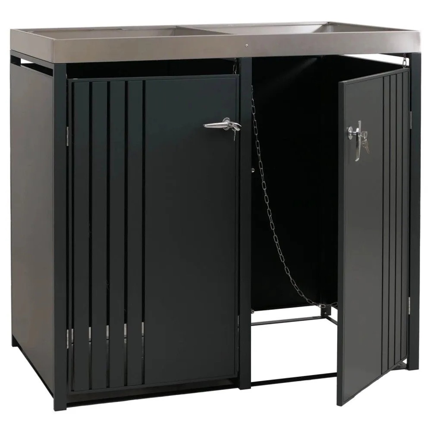 MCW 2er-Mülltonnenverkleidung O67 Anthrazit 125x132x84cm