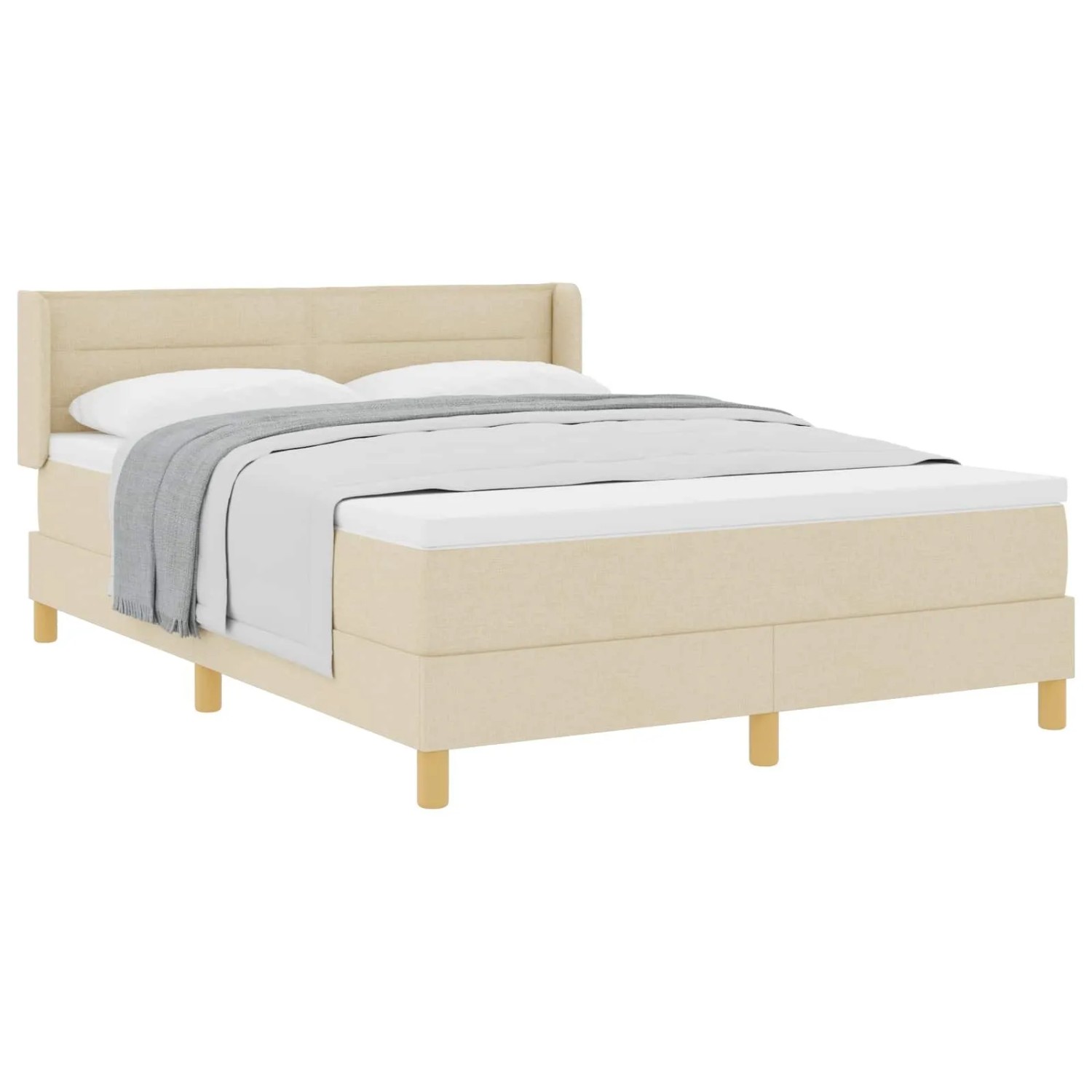 vidaXL Boxspringbett mit Matratze Creme 140 x 190 cm Stoff 3341228