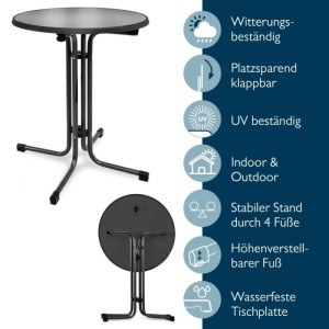 Beautissu Bellini Stehtisch ø 80cm Schwarz mit Stella Stehtischhusse ø 80cm Anthrazit
