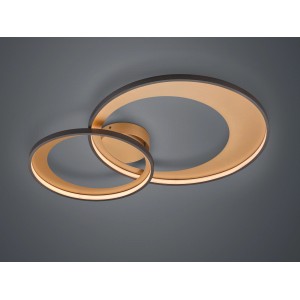 Moderne LED-Deckenlampe Granada in Schwarz matt mit zwei verschlungenen Ringen.