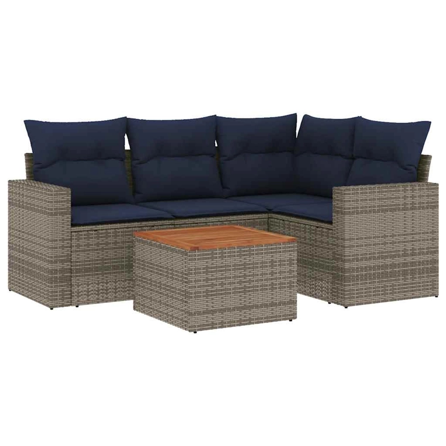 vidaXL 5-Tlg Garten-Sofagarnitur mit Kissen Grau Poly Rattan 3256439 günstig online kaufen