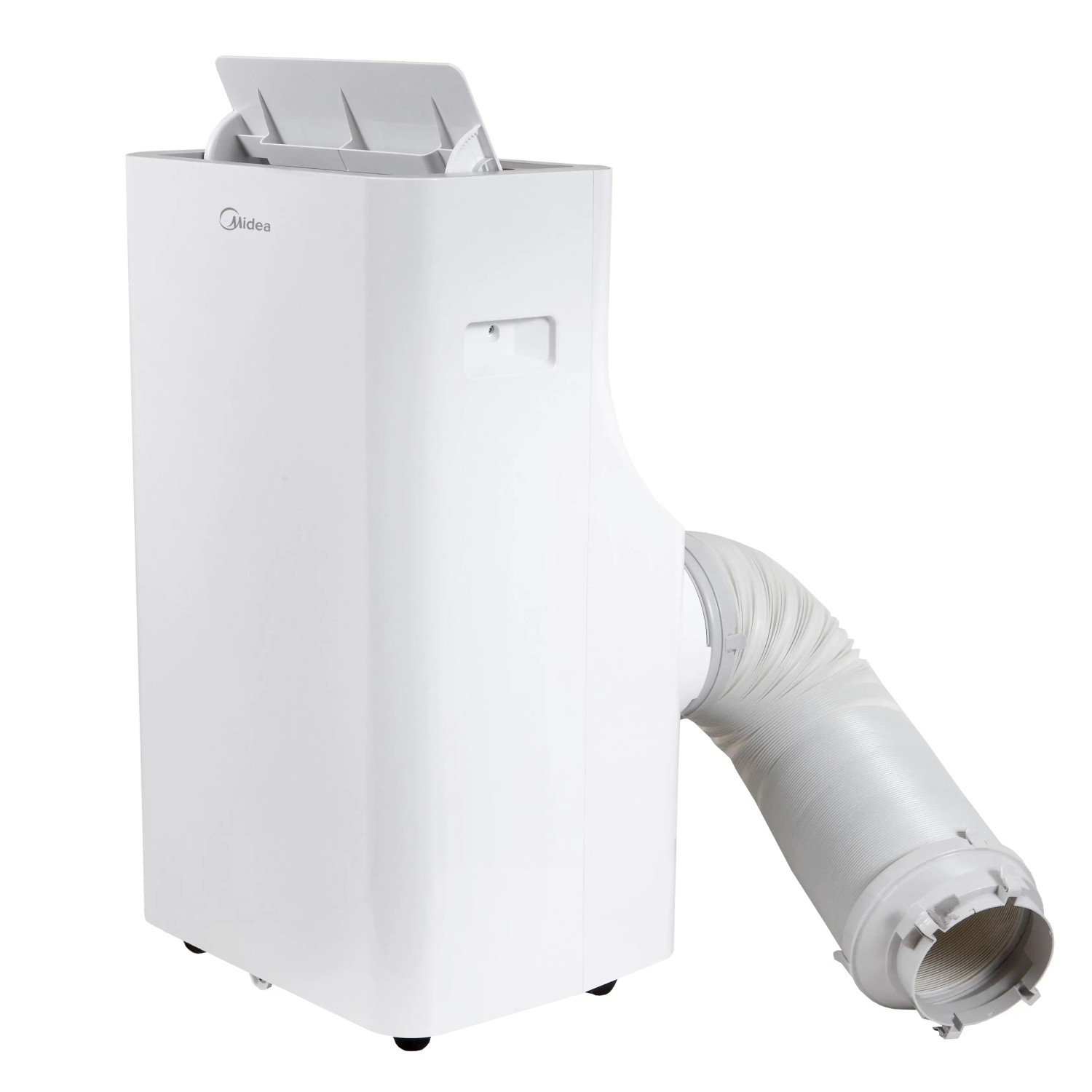 Midea Mobile Klimaanlage Silent Cool 26 Pro in Weiß mit Abluftschlauch.