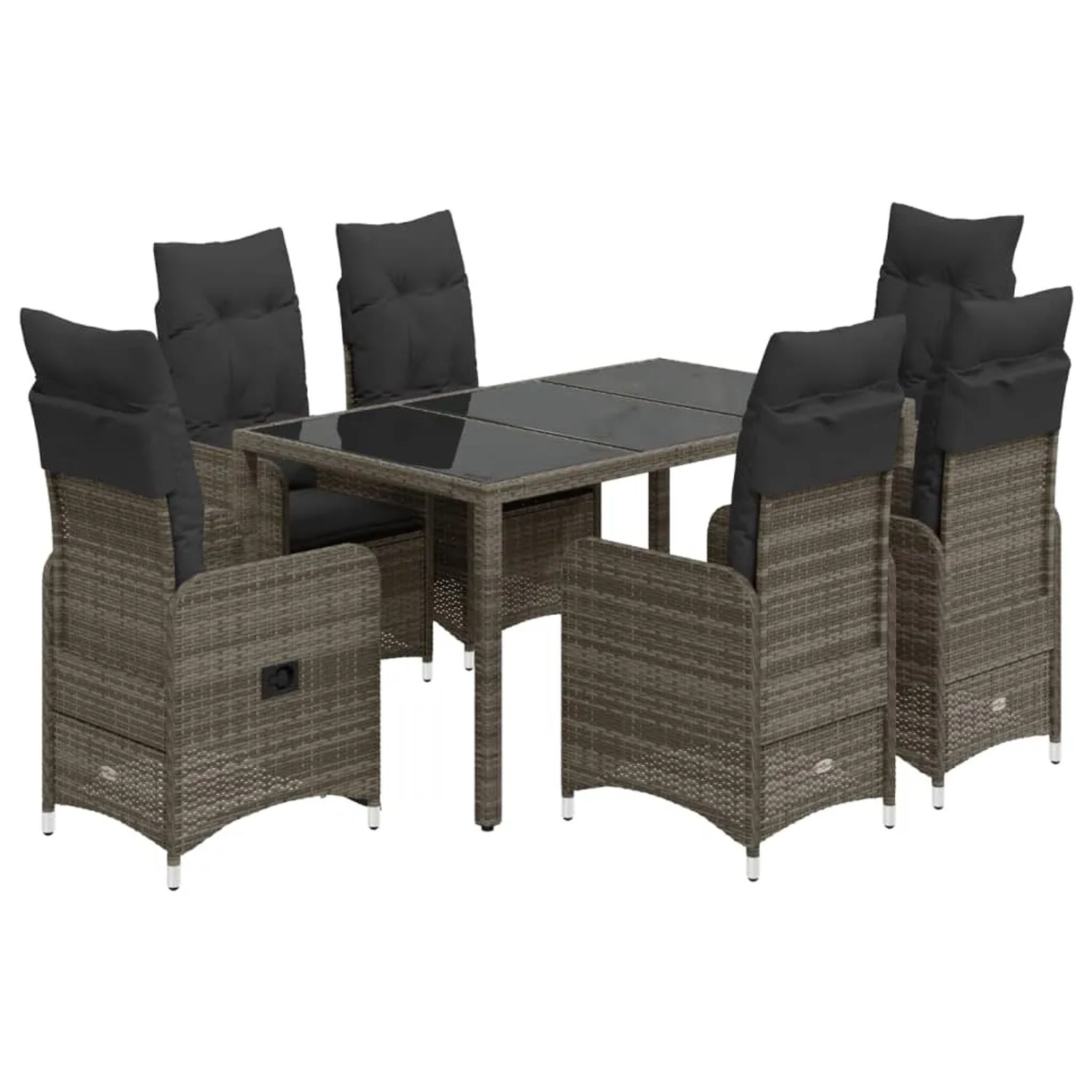 vidaXL 5-tlg Garten-Bistro-Set mit Kissen Grau Poly Rattan Modell 11 günstig online kaufen