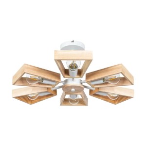 ARTE LAMP Moderner Kronleuchter LED Deckenleuchte Mit Metallfassung Holz Lampenschirm Wohnzimmer