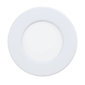 Weißer Eglo LED-Einbauspot Fueva 5, Ø 8,6 cm, 4.000K, IP44 für Bad und Wohnraum.