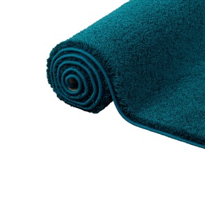 Gerollter, petrolfarbener Snapstyle Hochflor Shaggy Teppich Palace, 100x300 cm.