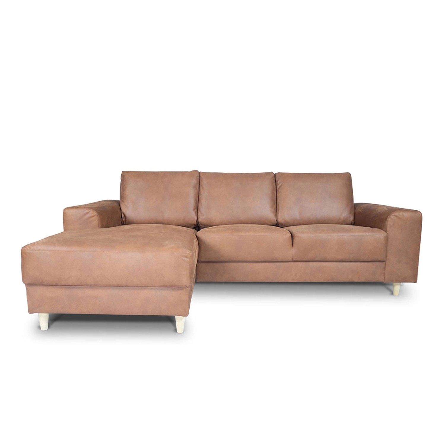 ebuy24 Nordic Sofa mit Chaiselong Links Gewendet Cognacfarben Leder günstig online kaufen