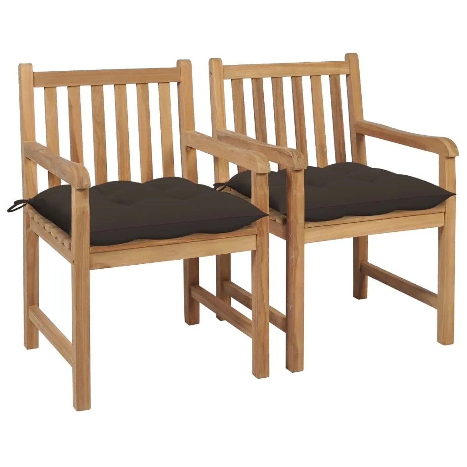 vidaXL Gartenstühle 2 Stk mit Taupe Kissen Massivholz Teak 3062753
