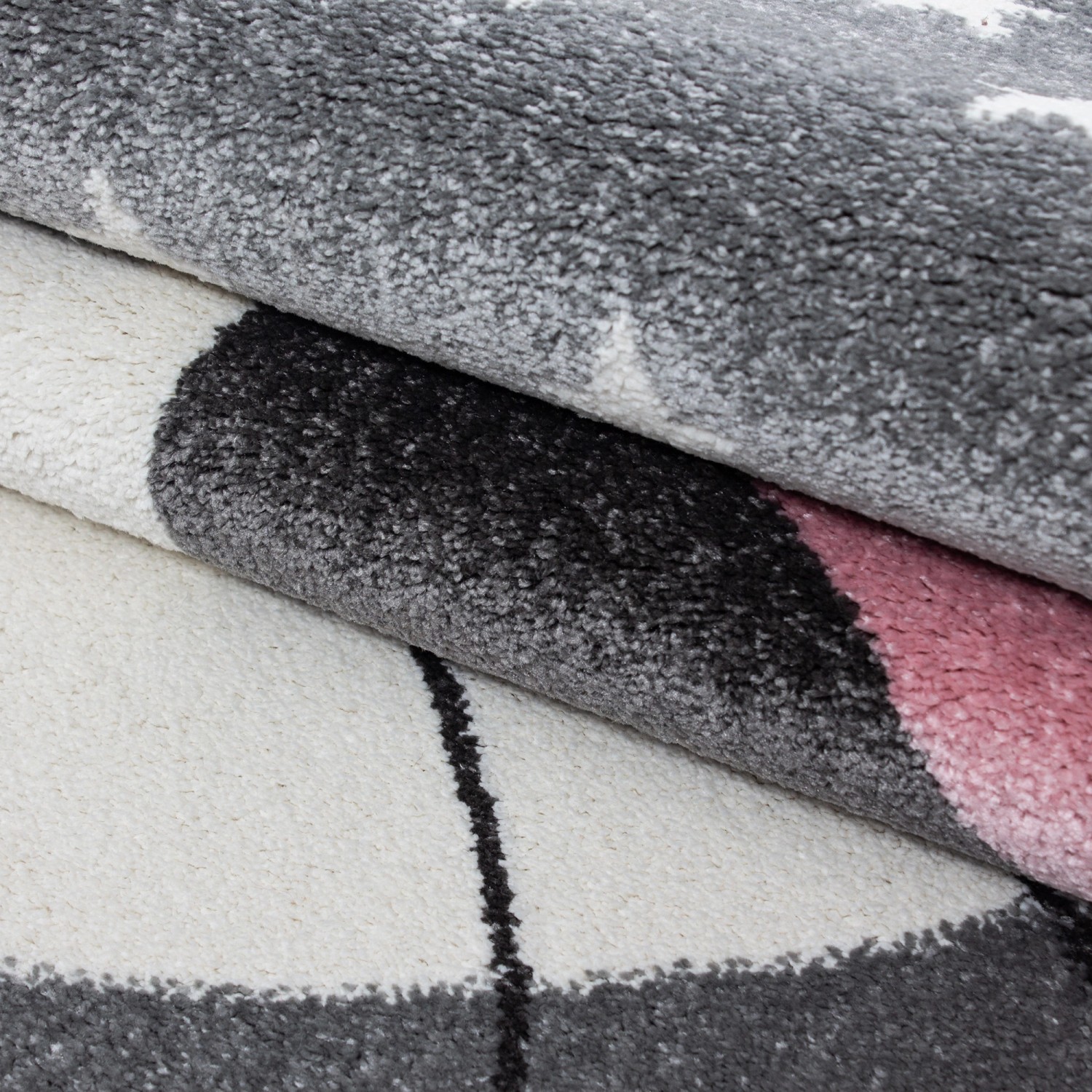 Detailansicht: Ayyildiz Kinderteppich Kids 550 Pink, runder Teppich für Kinderzimmer.