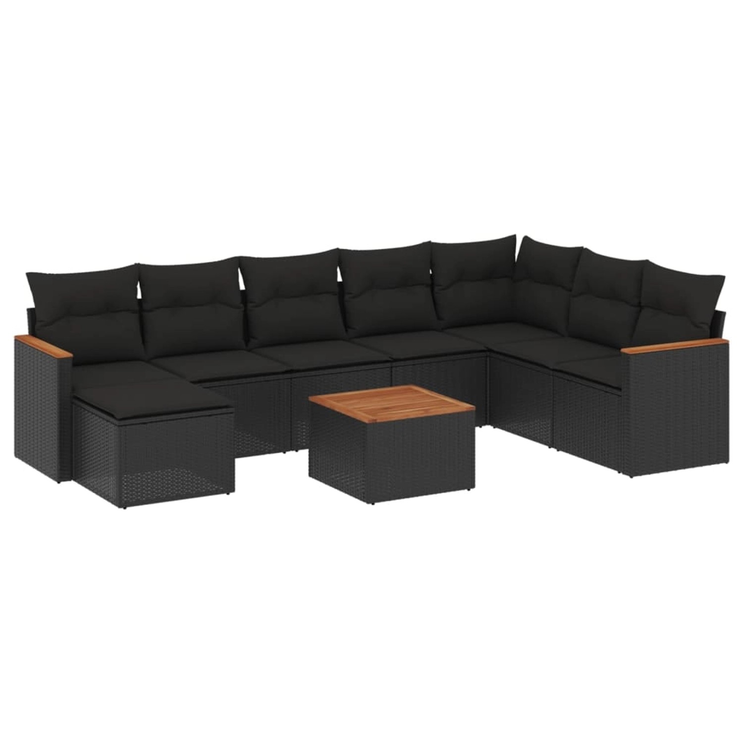 vidaXL 9-Tlg Garten-Sofagarnitur mit Kissen Schwarz Poly Rattan 3226251 günstig online kaufen
