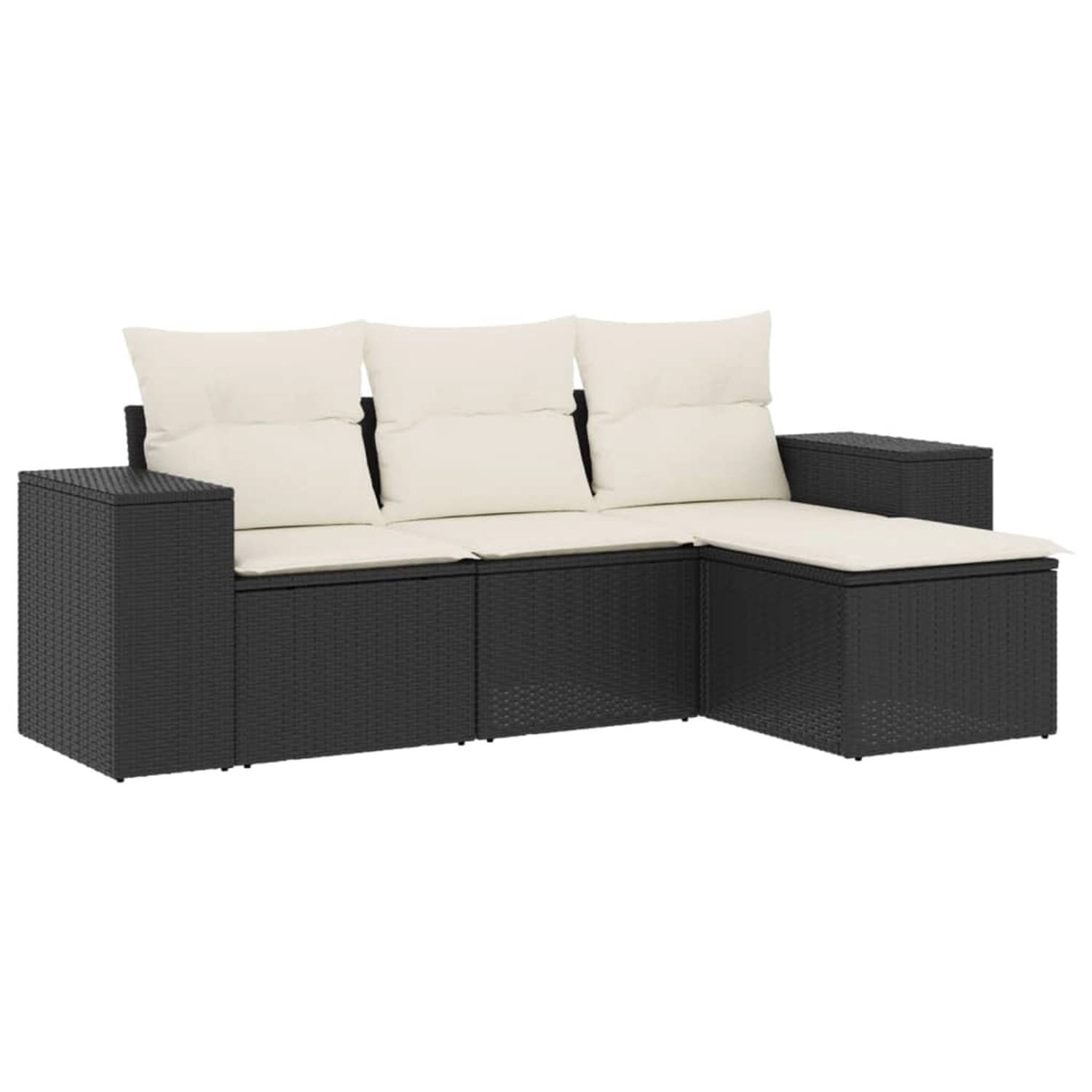 vidaXL 4-Tlg Garten-Sofagarnitur mit Kissen Schwarz Poly Rattan 3254803 günstig online kaufen