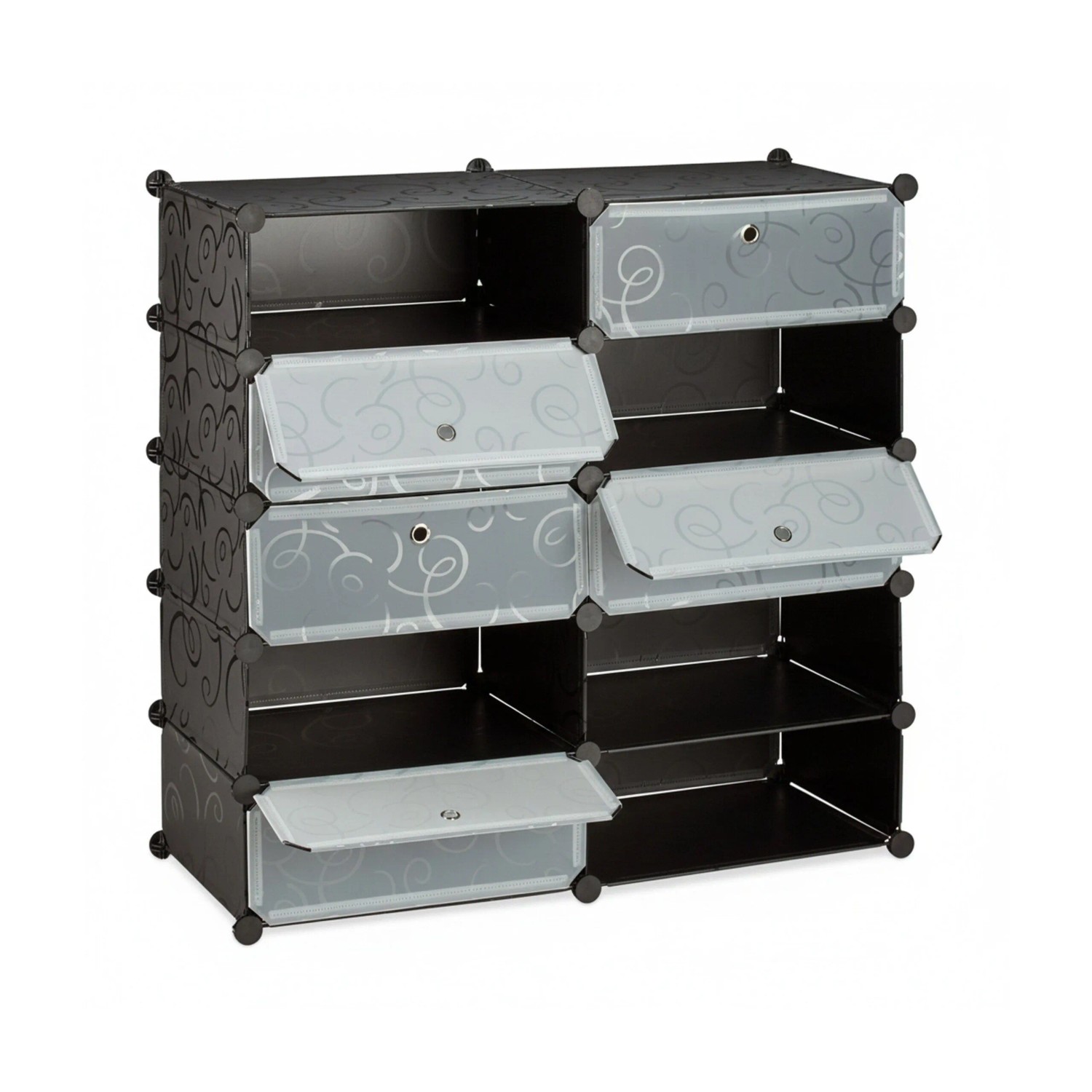 Relaxdays Schuhschrank Kunststoff Metall Schwarz Stecksystem 90 cm x 94 cm x 36,5 cm 7,4 kg