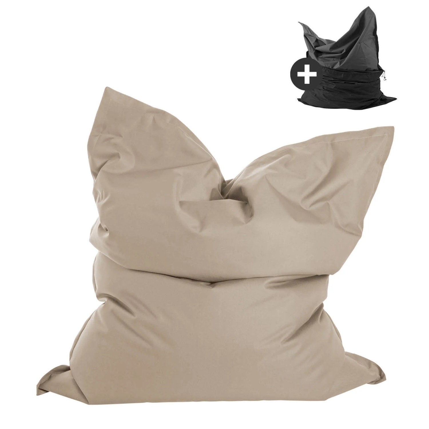 mokebo Sitzsack Outdoor XXL mit Wasserfester Schutzhülle Der Große Bean Bag oder Riesen-Sitzsack in Beige-Khaki