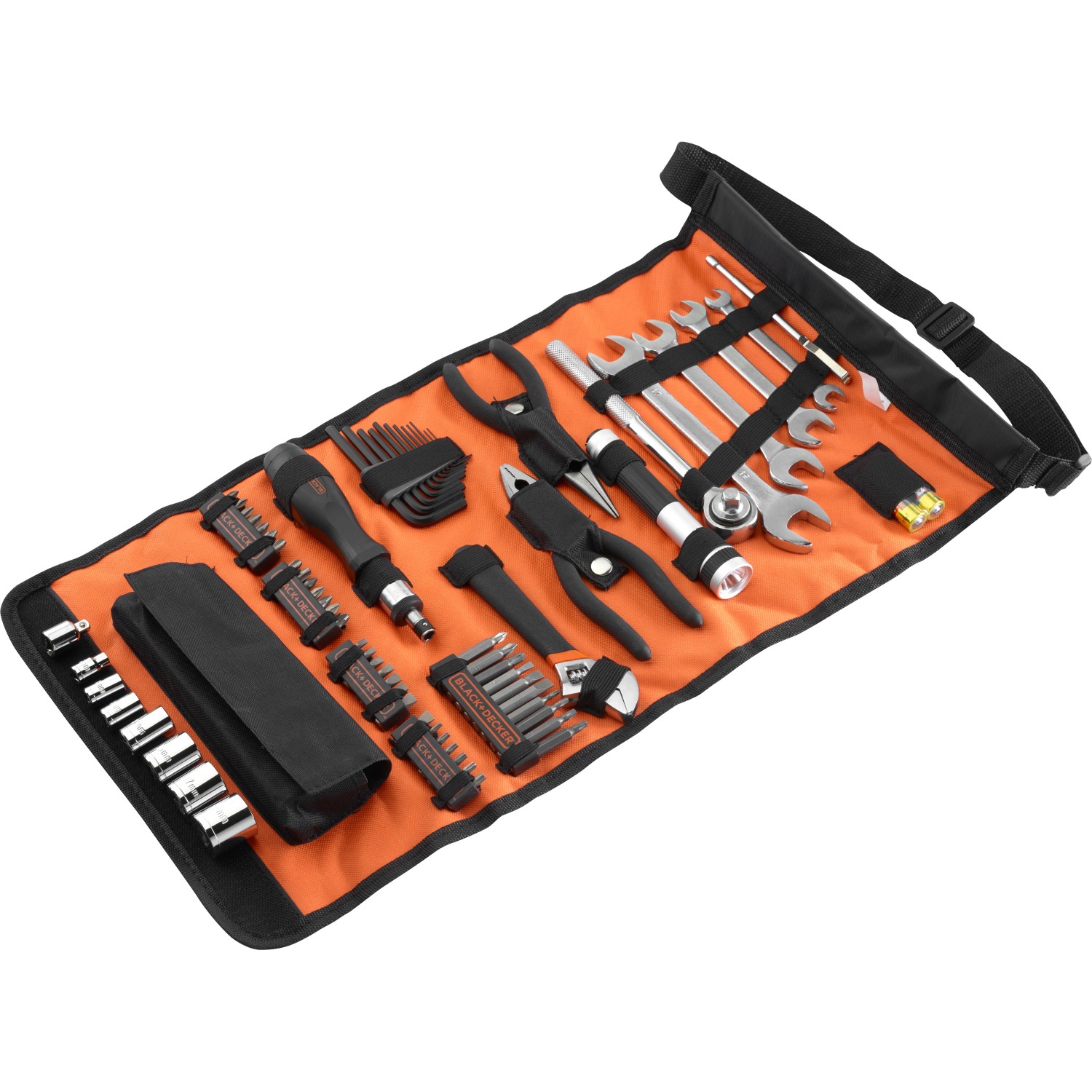 Black+Decker Rolltasche mit Autowerkzeugzubehör 71-teilig A7144